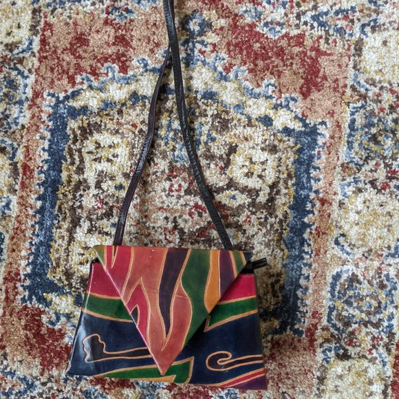 Mini Genuine Leather Purse Made in Italy Abstract - Picture 1 of 6